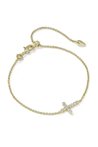 Cross Gold Crystal Delicate Chain Bracelet White CZ
