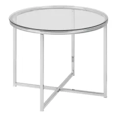 Cross Round Metal Side Table With Glass Top Cross Round Metal Side Table With Glass Top