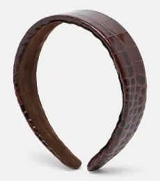 Cruz croc-effect leather headband