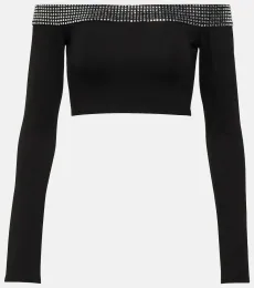 Crystal-embellished crop top