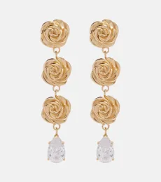 Crystal-embellished gold-plated drop earrings Crystal-embellished gold-plated drop earrings
