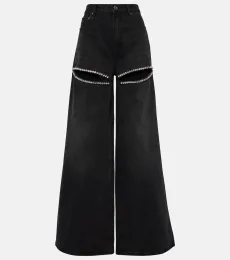 Crystal-embellished wide-leg jeans Crystal-embellished wide-leg jeans