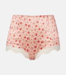 Culotte en soie et coton à motif floral Culotte en soie et coton à motif floral