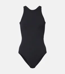 Curved ribbed-knit jersey swimsuit Curved ribbed-knit jersey swimsuit