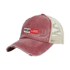 Custom Embroidered Text & Logo Women Criss Cross Baseball Cap Mesh Ponytail Hat Distressed Vintage C Custom Embroidered Text & Logo Women Criss Cross Baseball Cap Mesh Ponytail Hat Distressed Vintage C