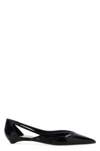 Cut-out leather ballet flats - Black