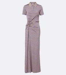 Cutout gathered striped crêpe maxi dress Cutout gathered striped crêpe maxi dress