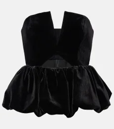 Cutout peplum velvet bandeau top Cutout peplum velvet bandeau top