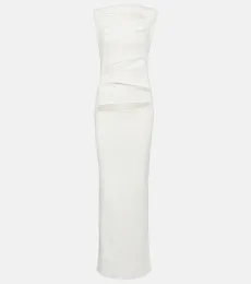 Cutout ribbed-knit paneled maxi dress Cutout ribbed-knit paneled maxi dress