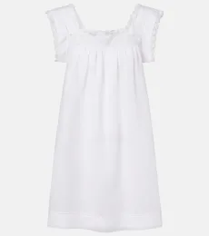 DÃen Almadia lace-trimmed ramie minidress DÃen Almadia lace-trimmed ramie minidress