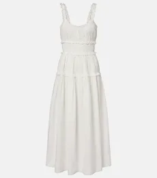 DÃen Marianne ruffled cotton poplin midi dress DÃen Marianne ruffled cotton poplin midi dress