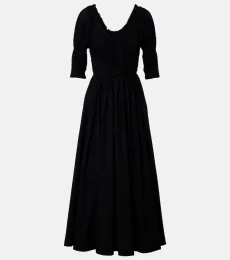 DÃen Shirred cotton midi dress DÃen Shirred cotton midi dress