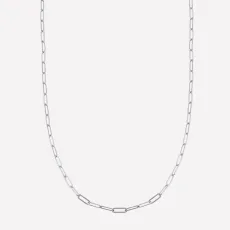 Dalila Silver Chain Link Necklace - 15 Rhodium Plated Silver