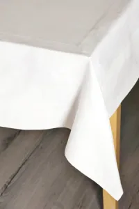 Damask Satin Band Table Cloths Napkins Cotton White - 70x108'' (178x274)