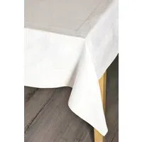 Damask Satin Band Table Cloths Napkins Cotton White - 90x90'' (229x229 cm)