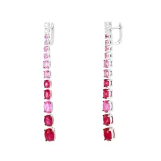 Dangle Diamond Pink Sapphire White Gold Earrings For Her Dangle Diamond Pink Sapphire White Gold Earrings For Her