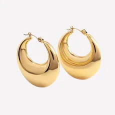 Daphne Extra Large Puffy Hoops - Rhodium Plated Daphne Extra Large Puffy Hoops - Rhodium Plated