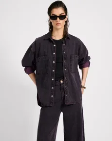 Daria Denim Shacket - Black Pink, MED Daria Denim Shacket - Black Pink, MED