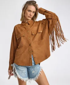 Daria Fringed Suede Jacket - Chestnut, SML Daria Fringed Suede Jacket - Chestnut, SML