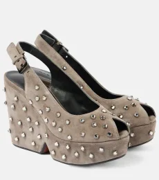 Davina embellished suede peep-toe pumps