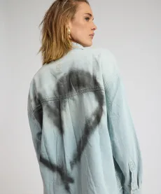 Daydream Heart Oversized Denim Shirt - Sea Mist Blue, LRG Daydream Heart Oversized Denim Shirt - Sea Mist Blue, LRG