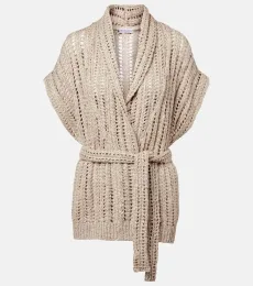 Dazzling silk and linen-blend wrap cardigan Dazzling silk and linen-blend wrap cardigan