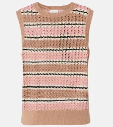 Deeley striped cotton pointelle top Deeley striped cotton pointelle top