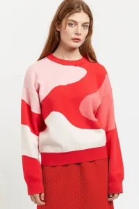 Delaney Swirl Design Sweater - red