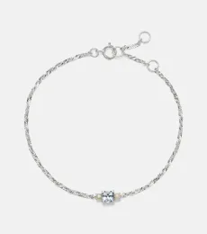 Delicate 14kt white gold bracelet with aquamarine and pearls Delicate 14kt white gold bracelet with aquamarine and pearls