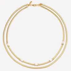 Delphine Gold Snake Chain Necklace - Peridot 18k Gold Plated