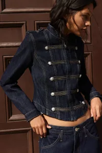 Denim Jacket With Toggle Buttons Denim Jacket With Toggle Buttons