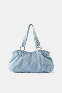 Denim Tote Bag With Rings Denim Tote Bag With Rings
