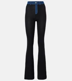 Denim-trimmed high-rise flared pants Denim-trimmed high-rise flared pants