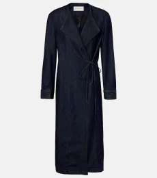 Denim wrap coat