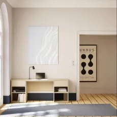 Desk in Beige with Drawers and Cable Management