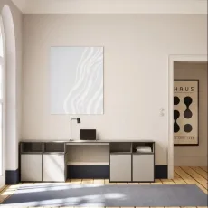 Desk in Grey with Doors and Cable Management Desk in Grey with Doors and Cable Management