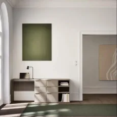 Desk in Stone Grey with Drawers and Backpanels