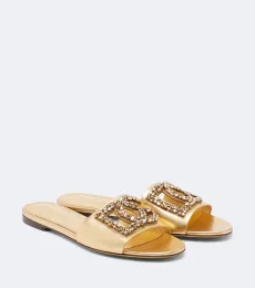 DG embellished metallic leather slides DG embellished metallic leather slides