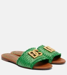 DG fringed raffia-effect slides DG fringed raffia-effect slides