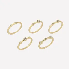Diana Bezel Rings - 6 Rhodium Plated White Diana Bezel Rings - 6 Rhodium Plated White