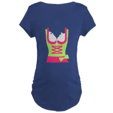 Dirndl Oktoberfest Dress Maternity Dark T Shirt Cotton Maternity T-shirt, Side Ruched Scoop Neck Navy Dirndl Oktoberfest Dress Maternity Dark T Shirt Cotton Maternity T-shirt, Side Ruched Scoop Neck Navy