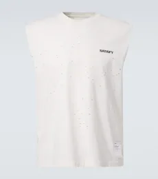 Distressed cotton jersey top