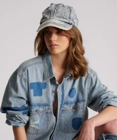 Distressed Denim Cap - Blue Distressed Denim Cap - Blue