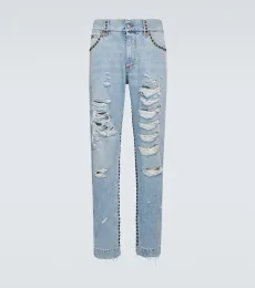 Distressed mid-rise straight jeans Distressed mid-rise straight jeans