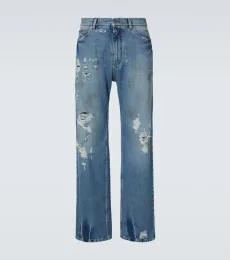 Distressed wide-leg jeans