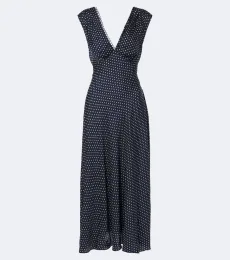 Dôen Tahlia polka dot silk-blend midi dress Dôen Tahlia polka dot silk-blend midi dress