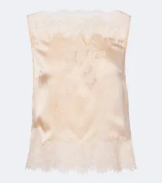 Dôen Viviane lace-trimmed silk satin top Dôen Viviane lace-trimmed silk satin top