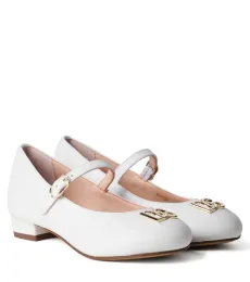DolceGabbana Kids DG embellished leather ballet flats DolceGabbana Kids DG embellished leather ballet flats