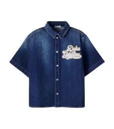 DolceGabbana Kids Logo applique denim shirt DolceGabbana Kids Logo applique denim shirt