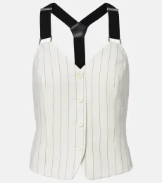 Donnella pinstriped cotton, linen and wool bustier top Donnella pinstriped cotton, linen and wool bustier top